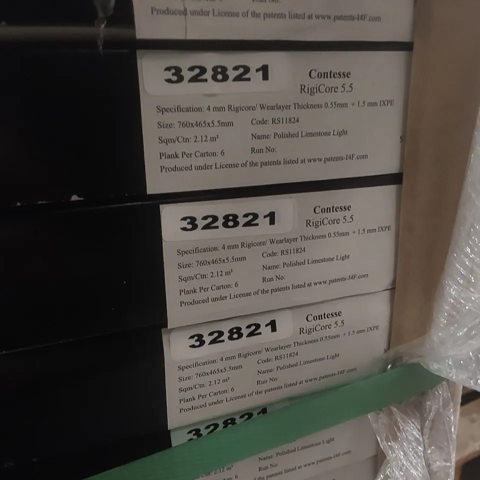 PALLET CONTAINING A VERY LARGE QUANTITY OF BRAND NEW CLICK STONE RIGICORE 5.5 TILE/465 X 760MM LUXURY VINYL TILE FLOORING