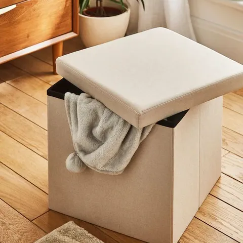 FABRIC FOLDABLE STORAGE OTTOMAN CUBE