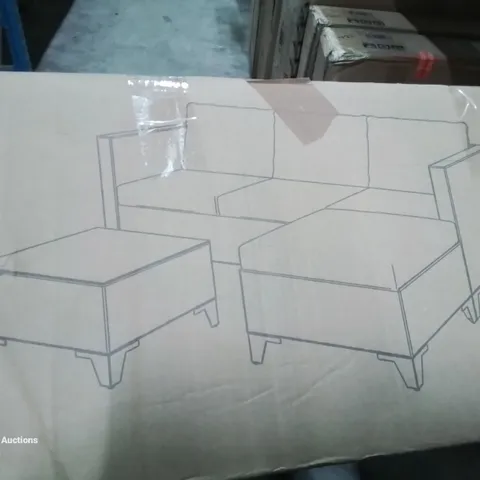 BOXED RATTAN PATIO FURNITURE SET.