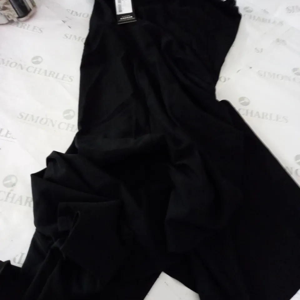 CLUB L BANDEAU RUFFLE MAXI DRESS IN BLACK - UK 14