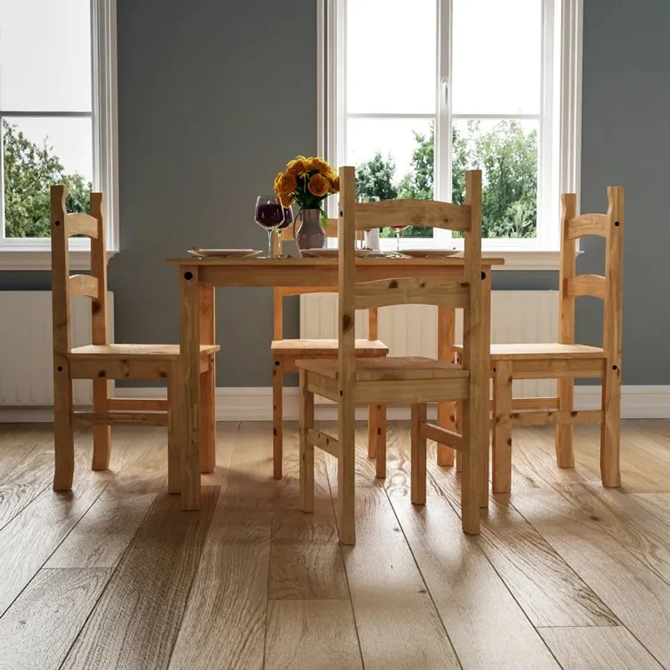 BOXED DOE 4-PERSON SOLID WOOD DINING SET