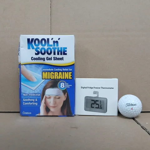 APPROXIMATELY 10 ASSORTED HOUSEHOLD ITEMS TO INCLUDE DIGITAL FRIDGE FREEZER THERMOMETER, COOLING GEL SHEET, ETC