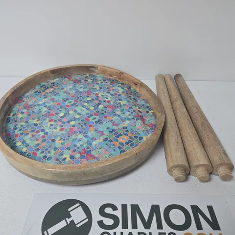 ROUND WOODEN MOSAIC TABLE