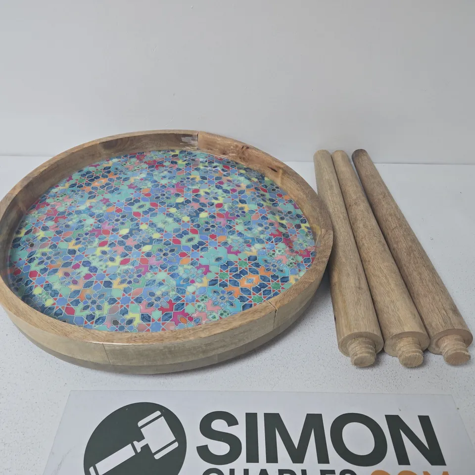 ROUND WOODEN MOSAIC TABLE