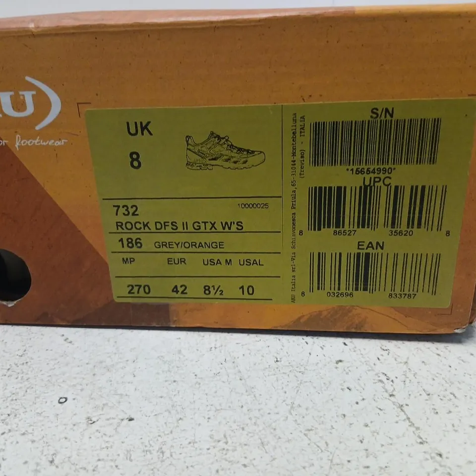 AKU ROCK DFS II GTX W'S HIKING SHOES – GREY/ORANGE, UK 8, BOXED