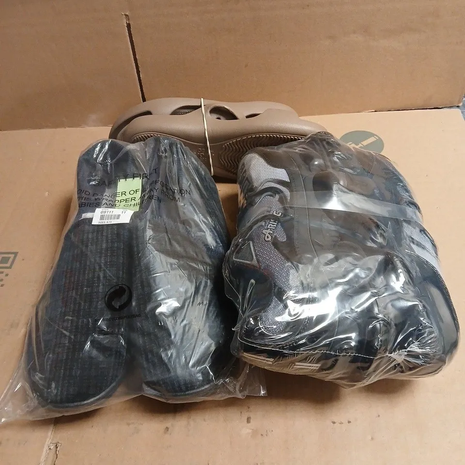 BOX OF APPROXIMATELY 15 ASSORTED FOOTWEAR ITEMS TO INCLUDE SLIPPERS, TRAINERS, SANDALS ETC