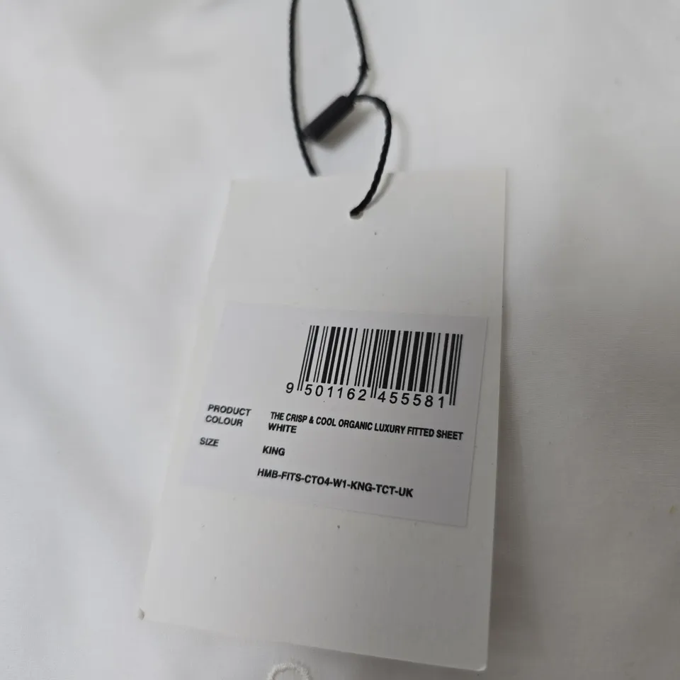 RISE & FALL THE CRISP & COOL ORGANIC LUXURY FITTED SHEET – WHITE, KING