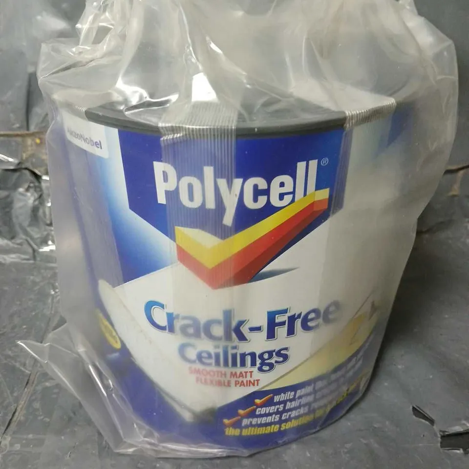 POLYCELL CRACK-FREE CEILINGS SMOOTH MATT FLEXIBLE PAINT (2.5L) - COLLECTION ONLY