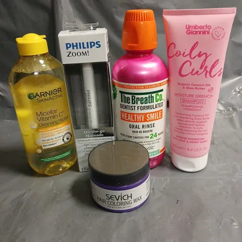 APPROXIMATELY 20 HEALTH AND BEAUTY PRODUCTS TO INCLUDE GARNIER MICELLAR WATER, THE BREATH CO ORAL RINSE AND SEVICH HAIR COLOURING WAX