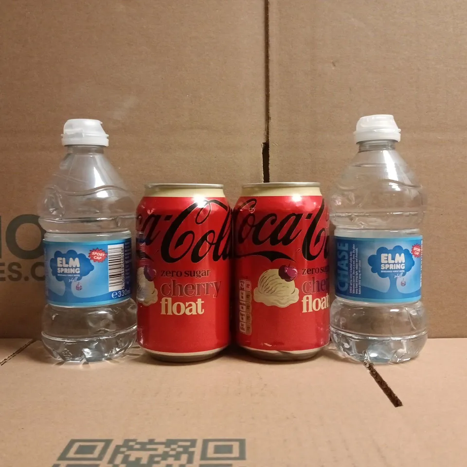 APPROXIMATELY 10 ASSORTED FOOD AND DRINK ITEMS TO INCLUDE COCA-COLA, ELM SPRING, ETC