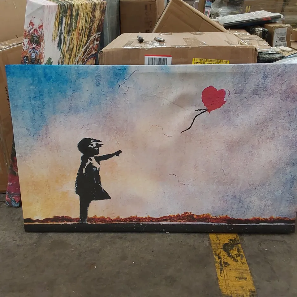 LOVE HEART BALLOON SUNSET BY BANKS CANVAS WALL ART