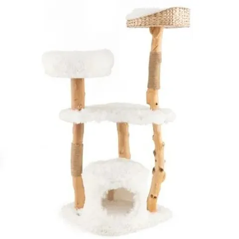 BOXED COSTWAY 124 CM TALL WOODEN CAT TREE WITH JUTE SCRATCHING POSTS