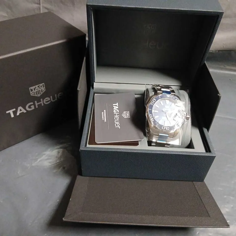 TAG HEUER AQUARACER CALIBRE 5 AUTOMATIC STAINLESS STEEL WATCH – BOXED