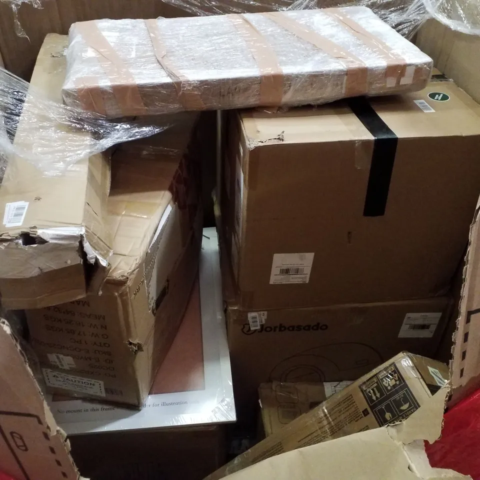 PALLET CONTAINING ASSORTED PRODUCTS INCLUDING FOLDING WAGON, 3×3M FOLDING GAZEBO WITH SIDEWALL, WOK PAN NO COATING, 50×70CM ALUMINIUM PHOTO FRAME & METAL BED FRAME