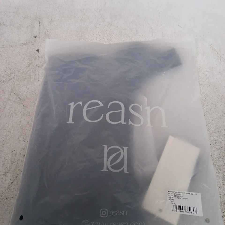 REASON SUPER SOFT BUILT-IN BRAVEST TOP – UK 8, CORE BLACK