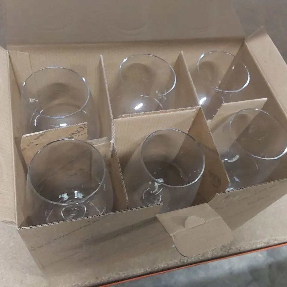 BOX CONTAINING 6x BRAND NEW RONA 360ML WINE GLASSES