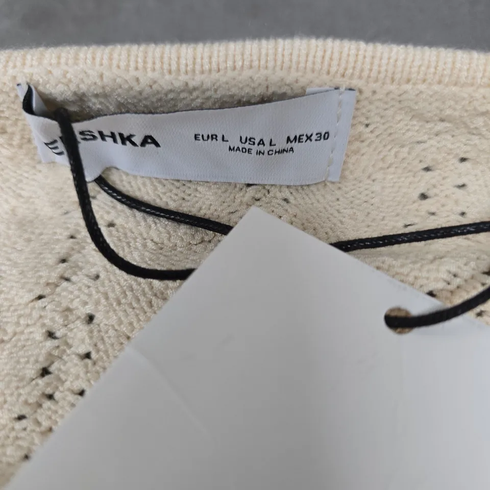 BERSHKA BEIGE KNIT CARDIGAN – WOMEN'S, SIZE L