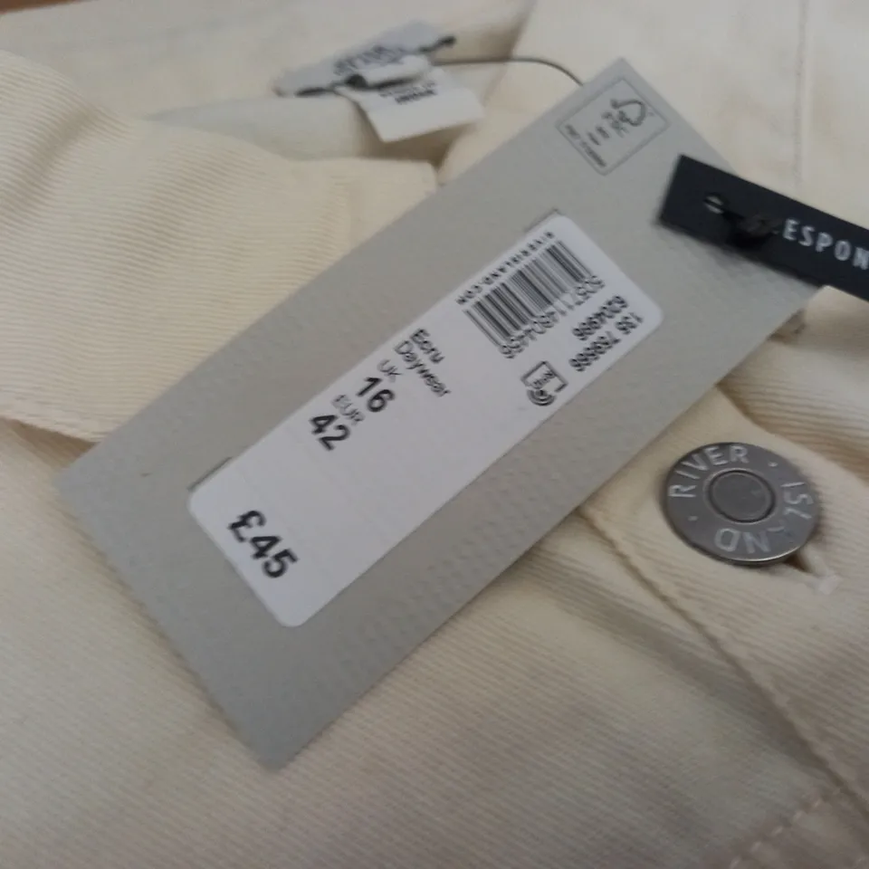 RIVER ISLAND CREAM DENIM DRESS - UK 16