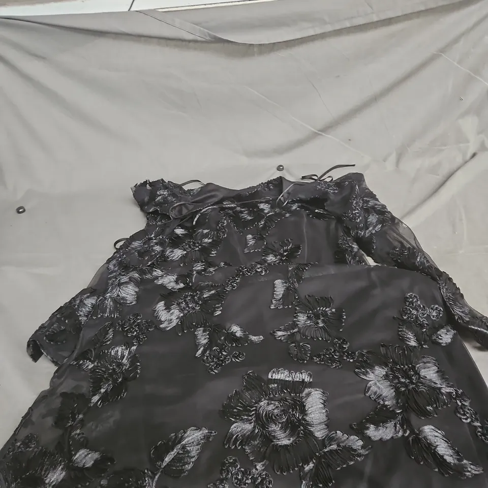 PRETTY LAVISH BLACK FLORAL EMBROIDERED DRESS – UK 14 (US 10, EU 42)
