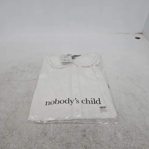 NOBODYS CHILD WHITE LONG SLEEVE THIMBOLINA TRIM DETAIL PETER PAN BLOUSE UK 8