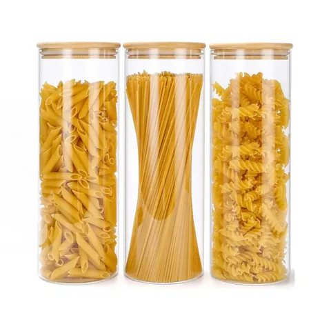 BOXED NEO SET OF 3 2200ml CLEAR CYLINDER GLASS STORAGE JARS