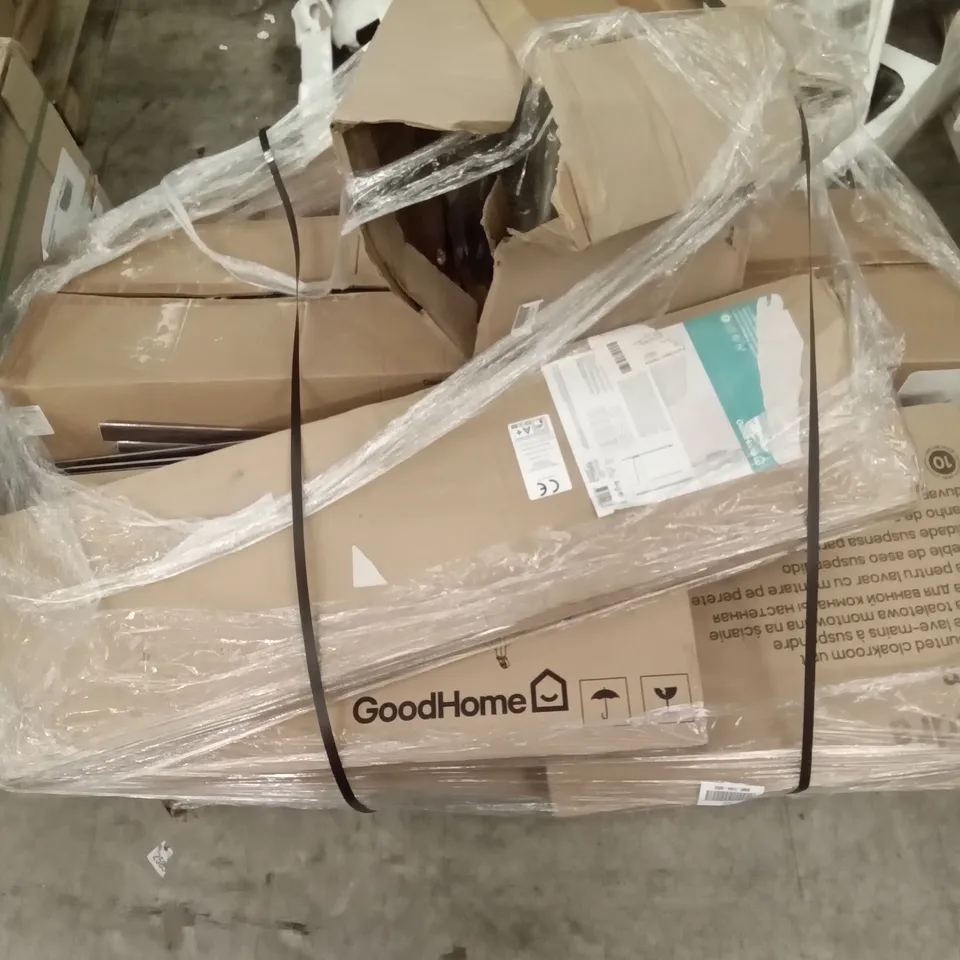PALLET OF ASSORTED BATHROOM FURNITURE AND ACCESSORIES 