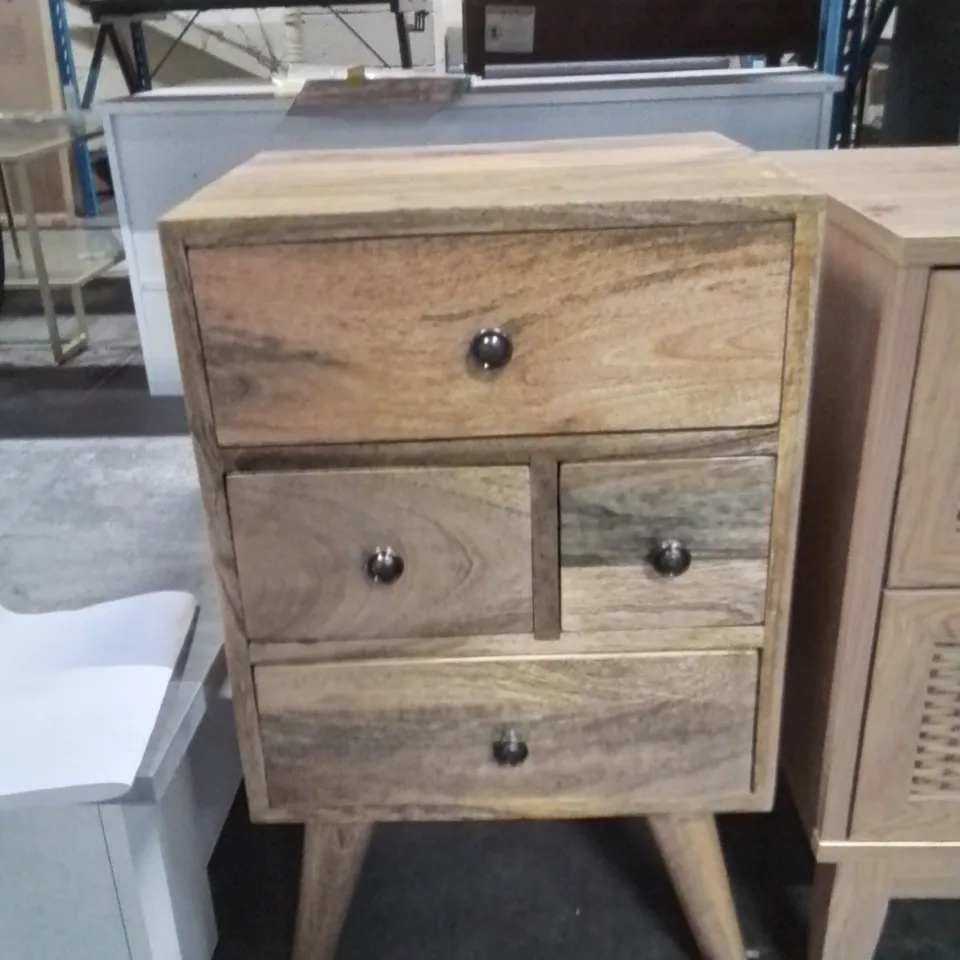 LEONARDO 4 DRAW SOLID WOOD BEDSIDE TABLE 