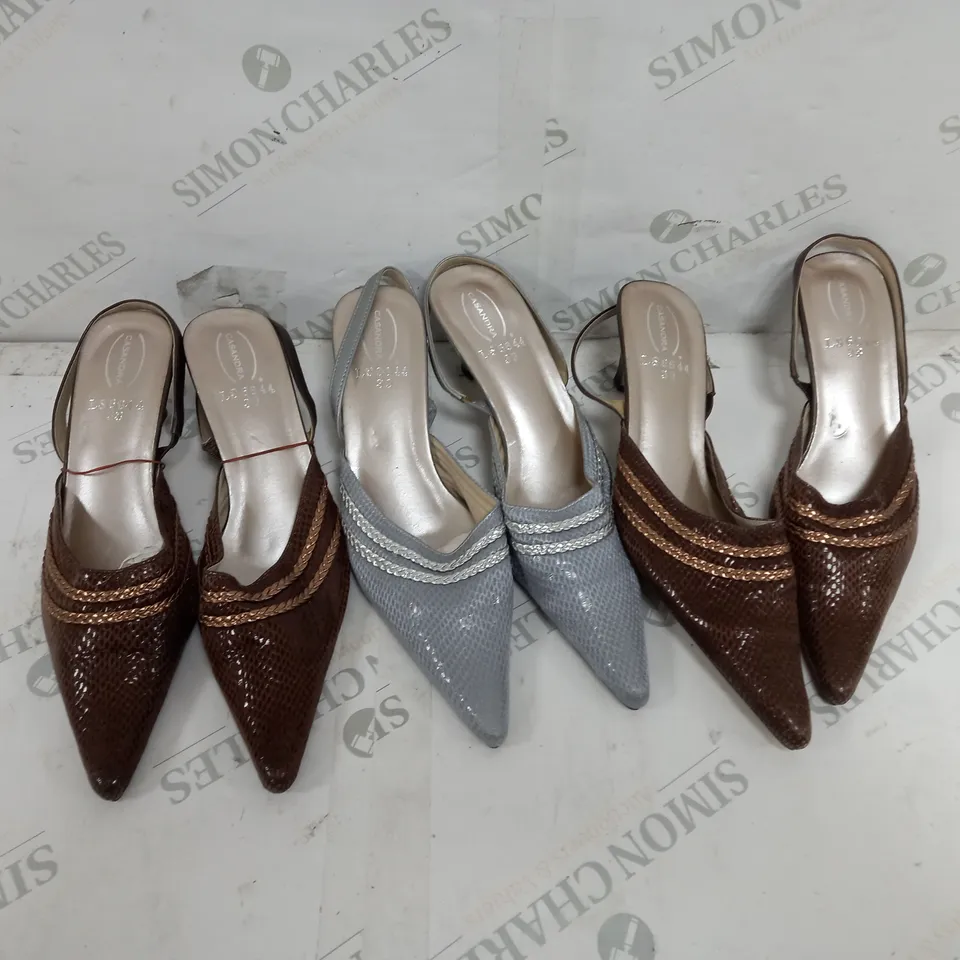 APPROXIMATELY 15 PAIRS OF ASSORTED CASSANDRA SANDALS TO IIN VARIOUS SIZES TO INCLUDE SIZES 38, 39