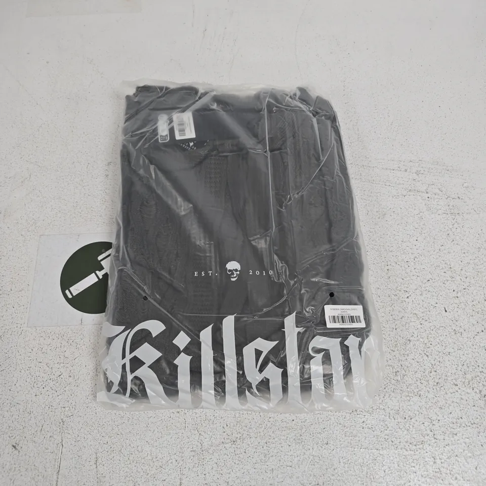 LOT OF 14 BRAND NEW KILLSTAR NYMERIA CARDIGANS IN GREY - SIZES S & XS
