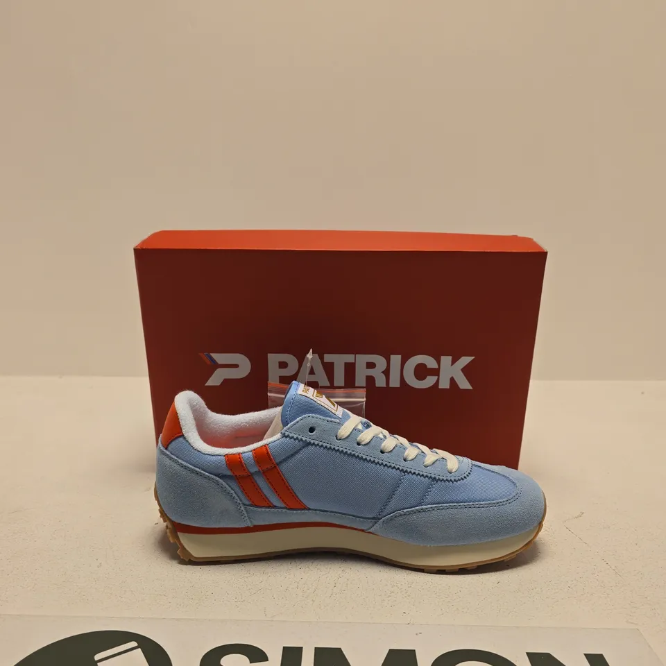 PATRICK BLUE SNEAKERS WITH ORANGE STRIPES SIZE UK 8