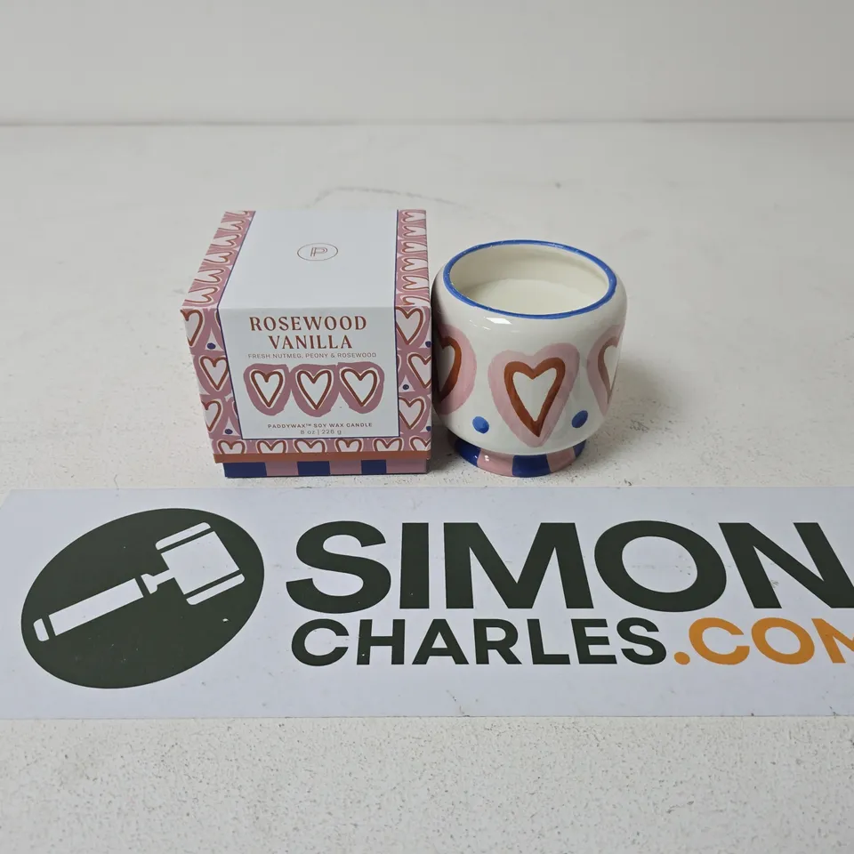 PADDYWAX ROSEWOOD VANILLA SOY WAX CANDLE – 8 OZ (226 G), CERAMIC CUP