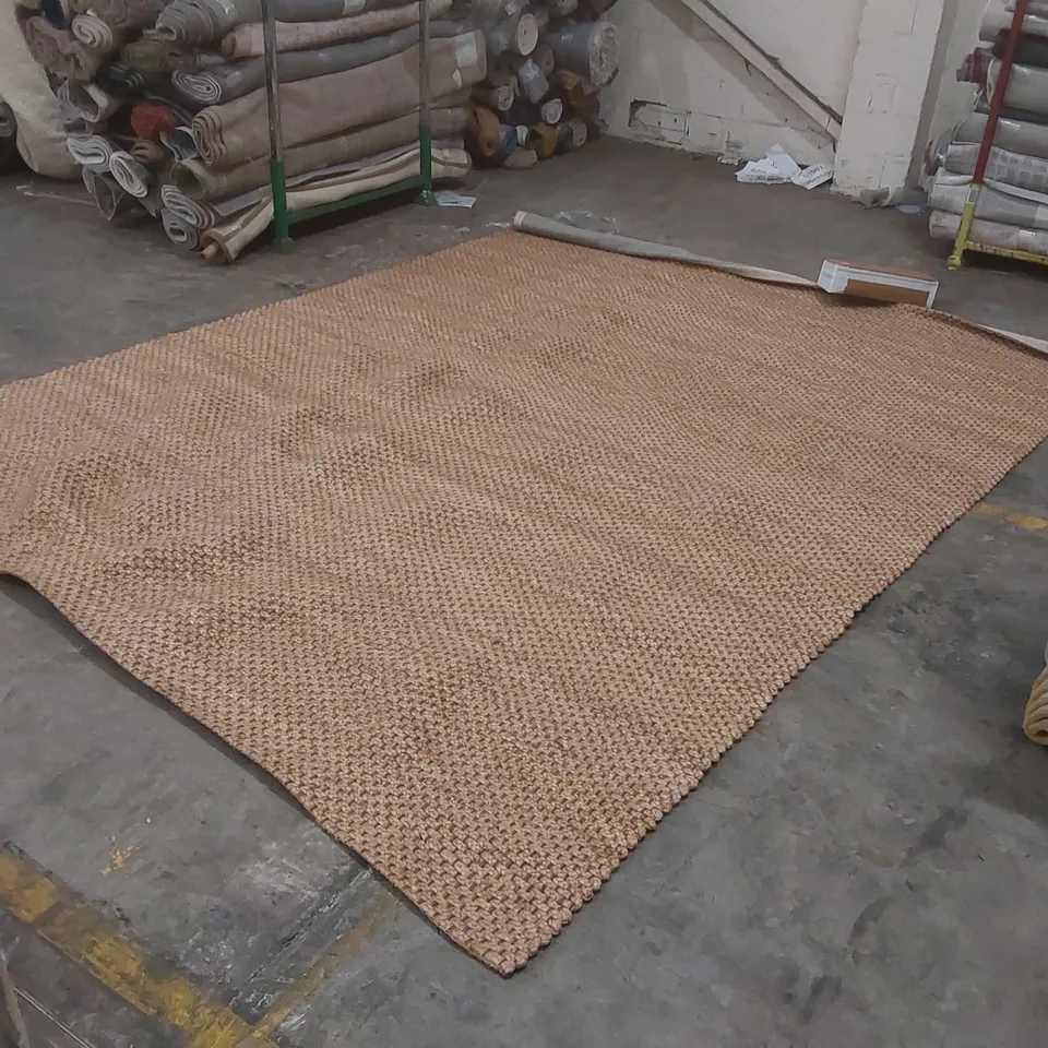 QUALITY DESIGNER JUTE RUG - APPROXIMATELY 395 x 300cm