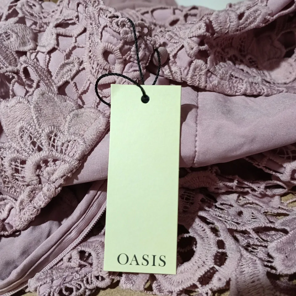 OASIS LACE BODICE MIDI DRESS – PALE PINK, UK 12