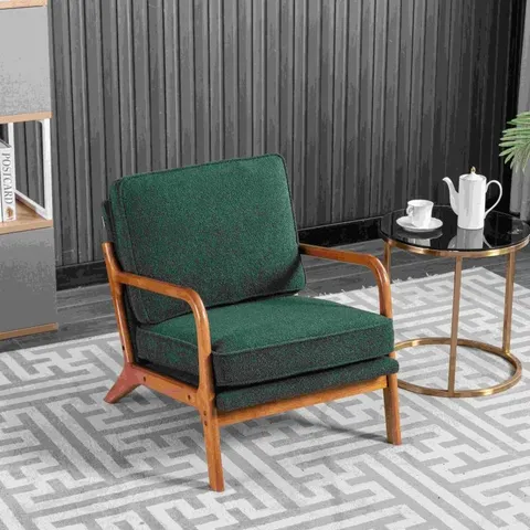 BOXED MID-CENTURY MODERN ACCENT CHAIR WITH SOLID WOOD FRAME - EMERALD (1 BOX)