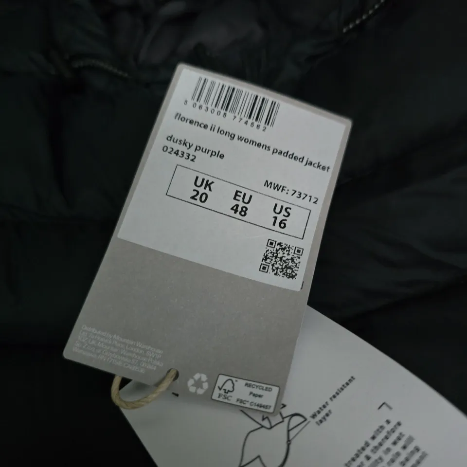 MOUNTAIN WAREHOUSE FLORENCE II LONG WOMEN’S PADDED JACKET –UK 20