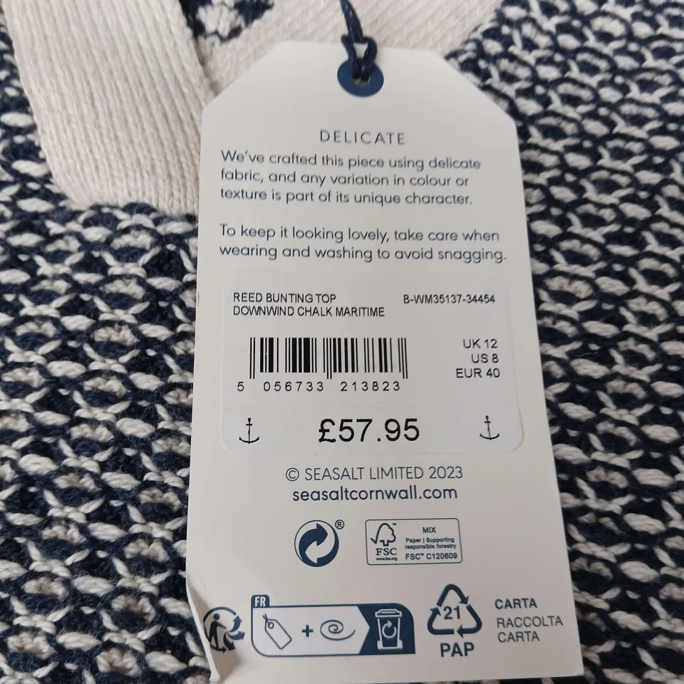 SEASALT CORNWALL REED BUNTING TOP - SIZE 12