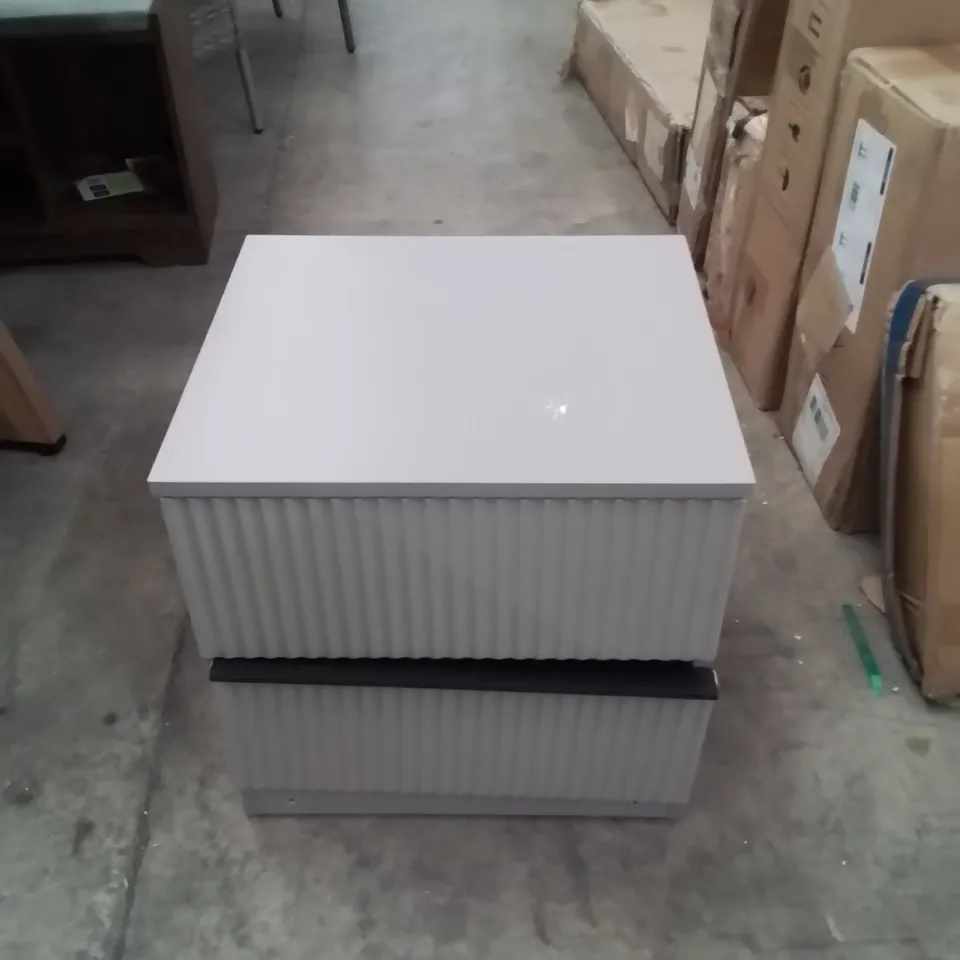 LANIA RIPPLE RIDGED 2 DRAWER NIGHTSTAND GREY