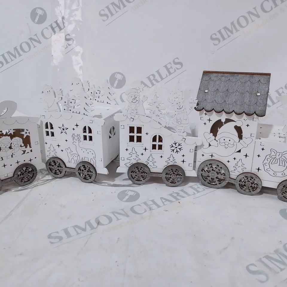 HOME REFLECTIONS PRE-LIT WOODEN WHITE TRAIN DECOR