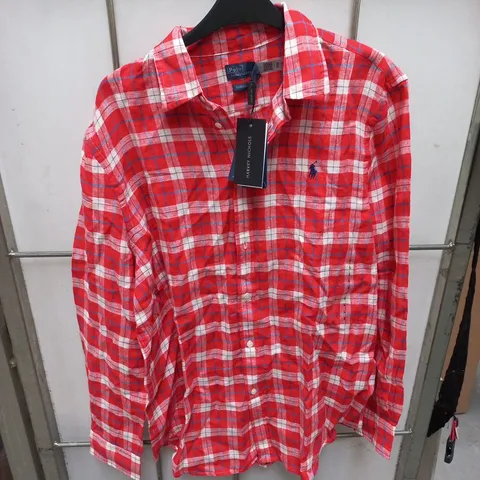 POLO RALPH LAUREN RED PLAID SHIRT – MEN’S UK SIZE L, BUTTON-DOWN COLLAR