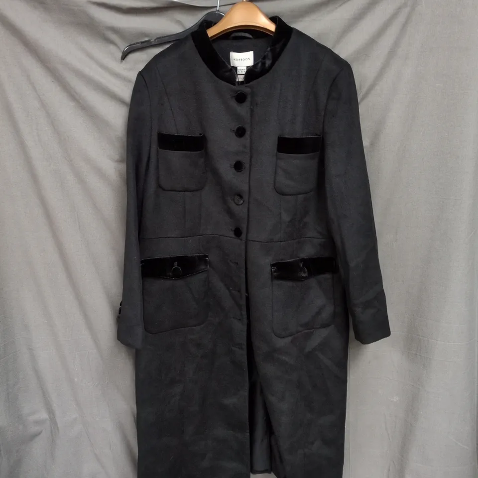 MONSOON WOOL BLEND COAT, BLACK, UK 18 (EU 46, US 14) – WOMEN'S