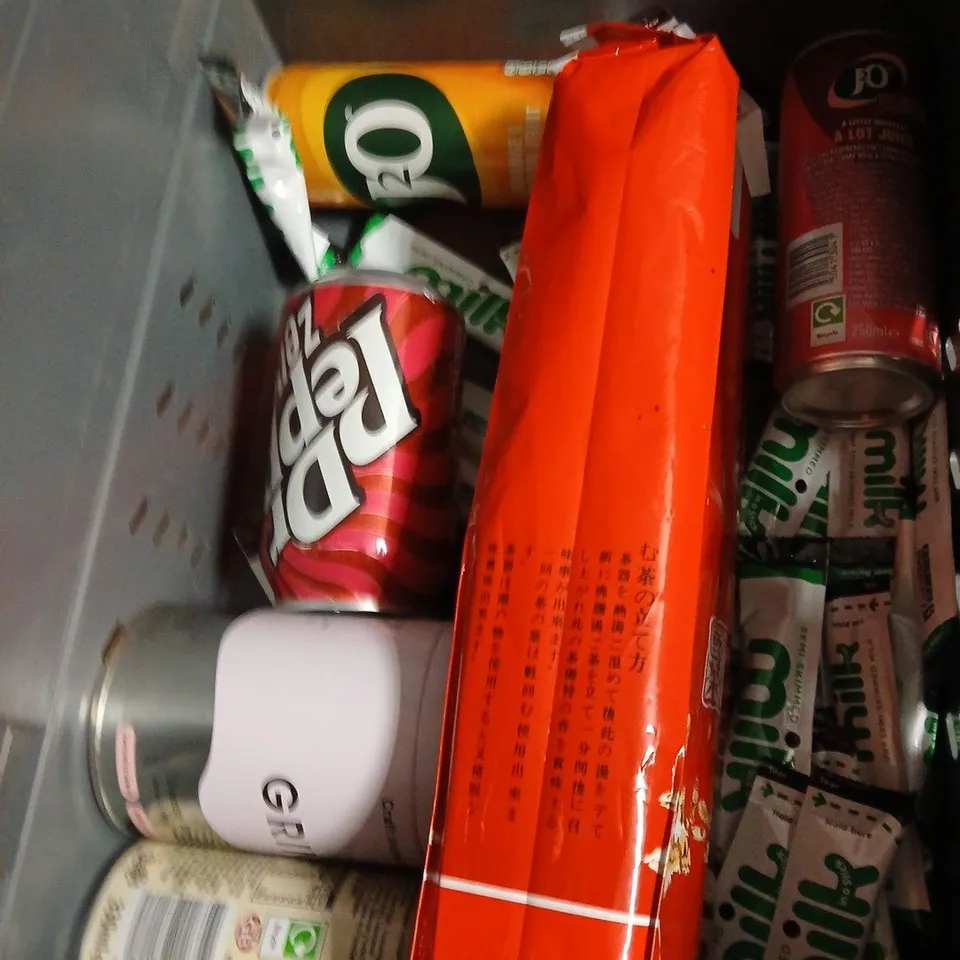 APPROXIMATELY 10 ASSORTED FOOD ITEMS INCLUDING ANNAS GINGER BREAD HOUSE , GRIND COFFE BEANS AND COD LIVER OIL TABLETS