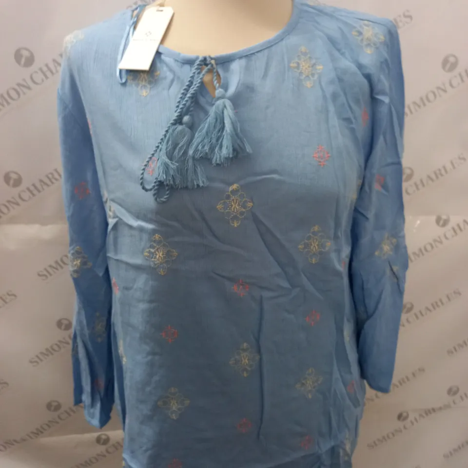MAISON DE NIMES EMBROIDERED BLOUSE IN BLUE - L