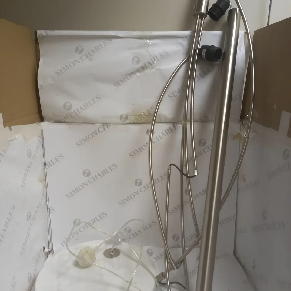 JOHM LEWIS ANGUS BRUSHED STEEL FLOOR LAMP WITH SHADES - COLLECTION ONLY 