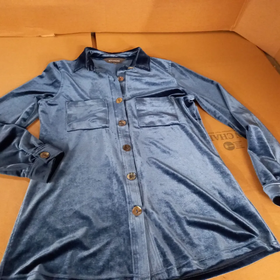 SOSANDAR BLUE CRUSHED VELVET SHIRT - 10