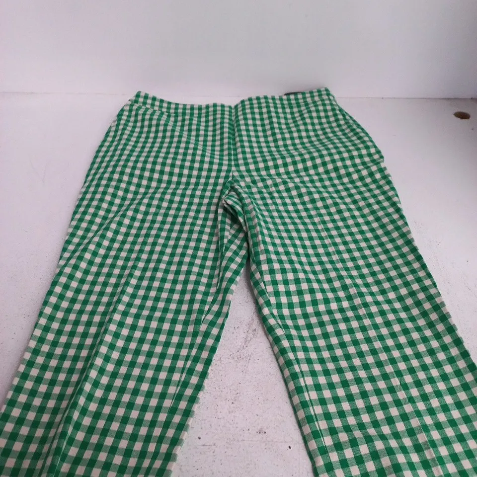 BODEN WOMEN'S CAPRI TROUSERS – GREEN & WHITE GINGHAM, UK 14 (US 10)