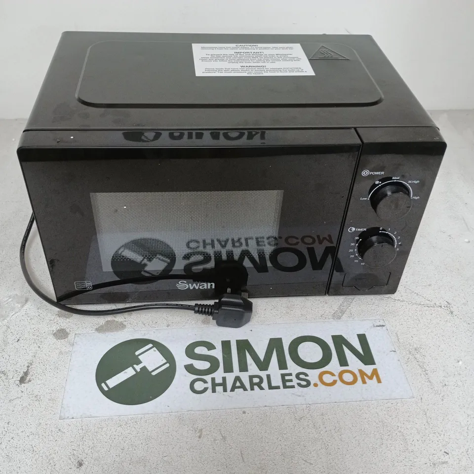 SWAN 20L 700W MANUAL MICROWAVE - BLACK - COLLECTION ONLY