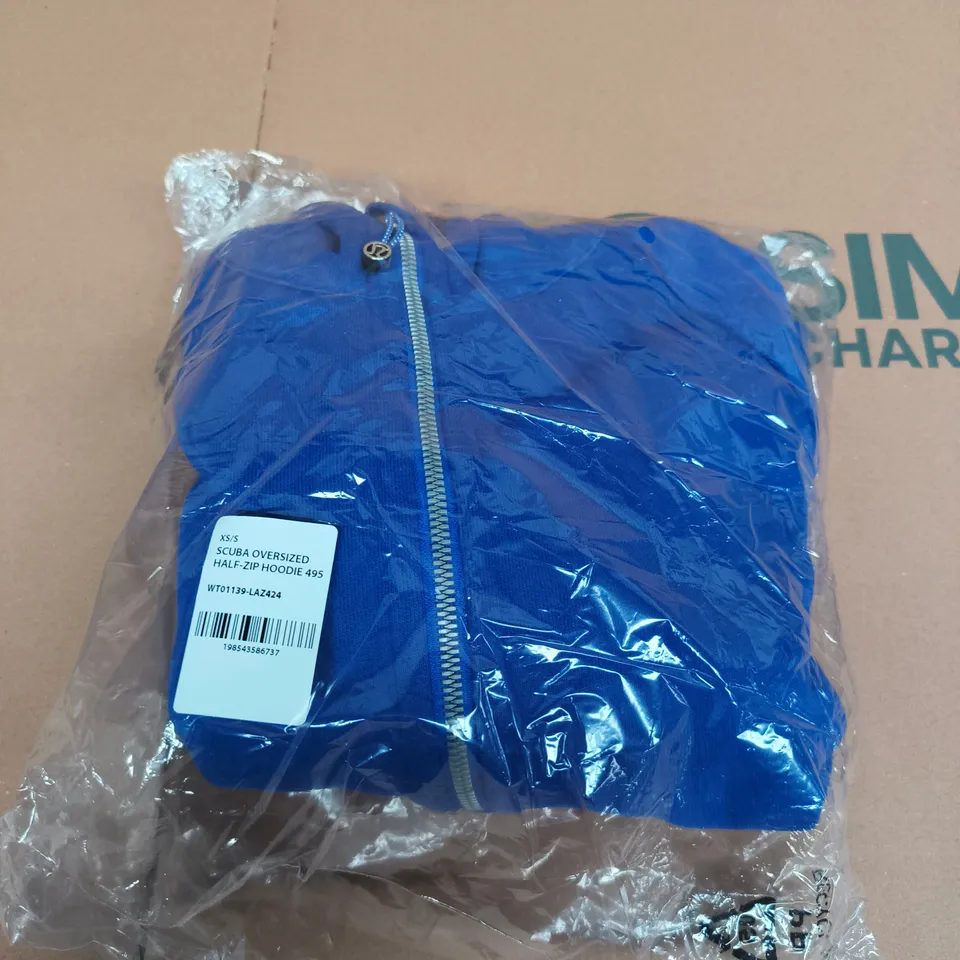 SCUBA OVERSIZED HALF-ZIP HOODIE - BLUE - XS/S