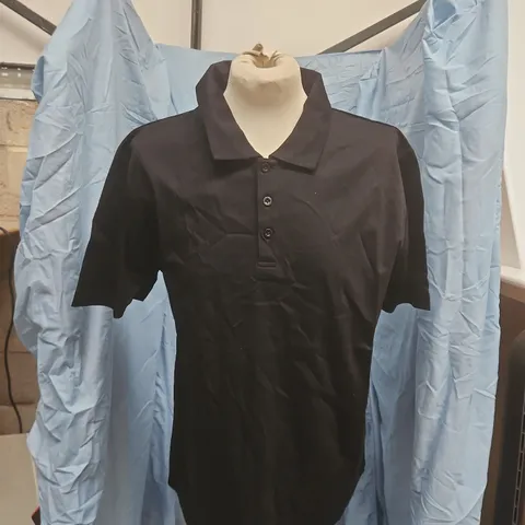 ARNE MERCERISED INTERLOCK BUTTON POLO SHIRT – BLACK, SIZE M