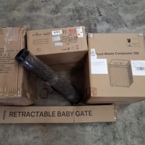 PALLET CONTAINING ASSORTED PRODUCTS INCLUDING PORTABLE CLOSET, RETRACTABLE BABY GATE, FOOD WASTE COMPOSTER 350, CEILING LIGHT & FLOOR MAT