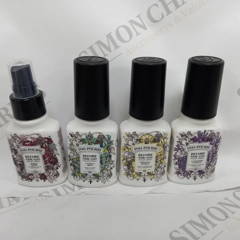 BOX OF 4 X 59ML VIALS OF POO-POURRI BEFORE YOU GO TOILET SPRAY